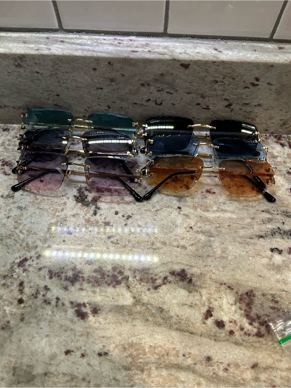 & Other Stories Rimless Sunglasses Set in Teal, Black, Blue, Purple, Brown